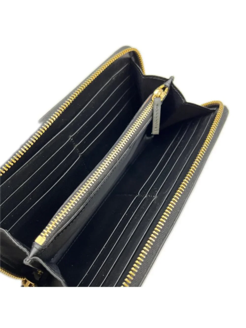 Versace Medusabigi Emblem Leather Zip Around with Logo Wallet Black